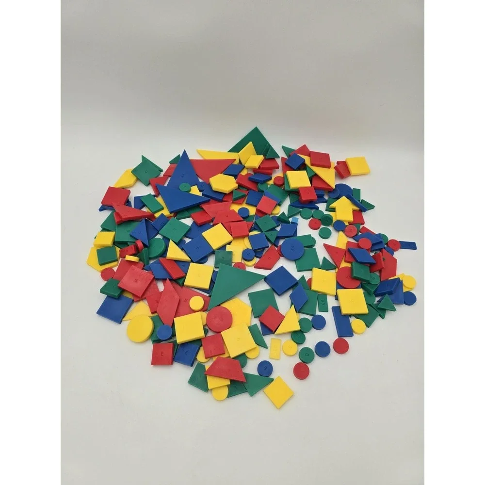 Math Manipulatives Lot Plastic‎ Cubes, 260+ Geometric Shapes, Foam Counters